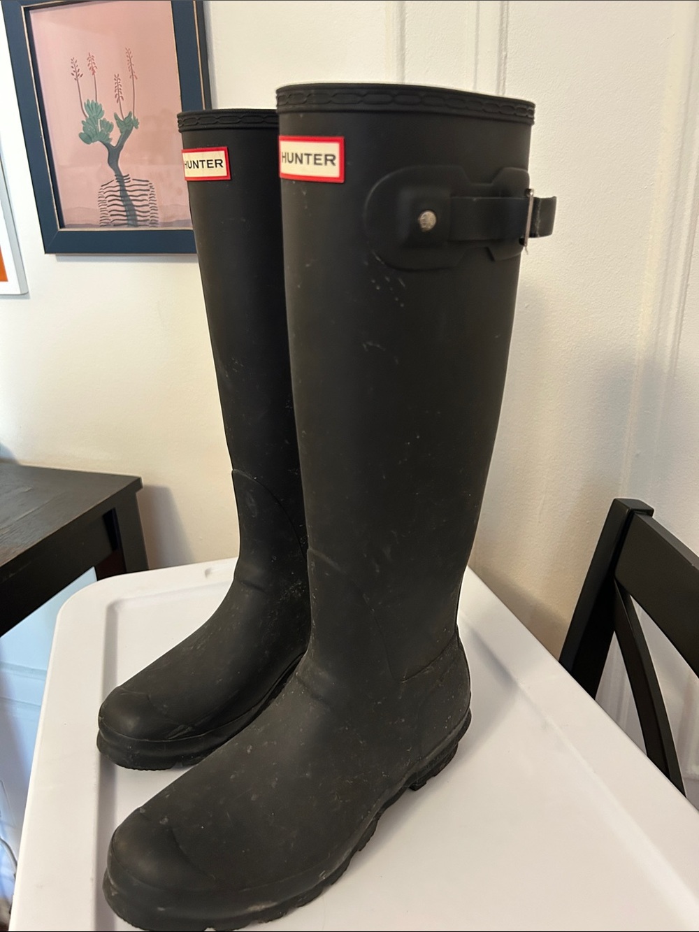 Women’s black tall hunter rain boots - Picture 2 of 4